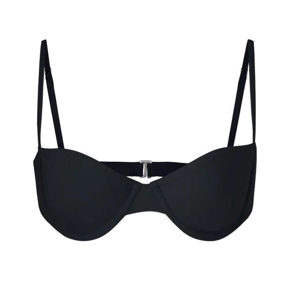 ANEMOS swim black balconette underwire bikini top med